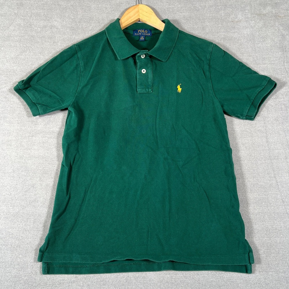 Polo Ralph Lauren Classic Fit Pony Logo Polo Shirt Kids L 14-16 Green Cotton